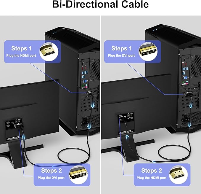 HDMI to DVI Cable 15FT, Bi-Directional DVI to HDMI Male to Male Cord, HDMI A to - Image 3