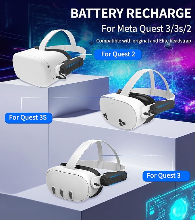 2-Pack 5000mAh Battery Pack for Meta/Oculus Quest 3S/3/2, 18W PD Fast VR Charger - Image 5