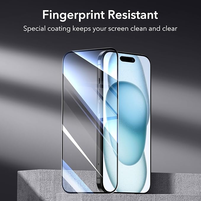 ESR 3+2 Pack for iPhone 15 Plus Screen Protector, 3 Black Edge Tempered-Glass - Image 8