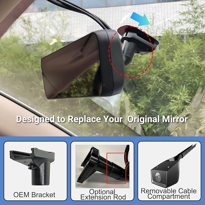 8.2″ OEM Rear View Mirror Camera, Dash Cam, Detached Front Lens, IPS Screen - Image 3
