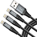Lightning Cable 3ft 3Pack Nylon Braided iPhone Charger Cable Heavy Duty by Dasku