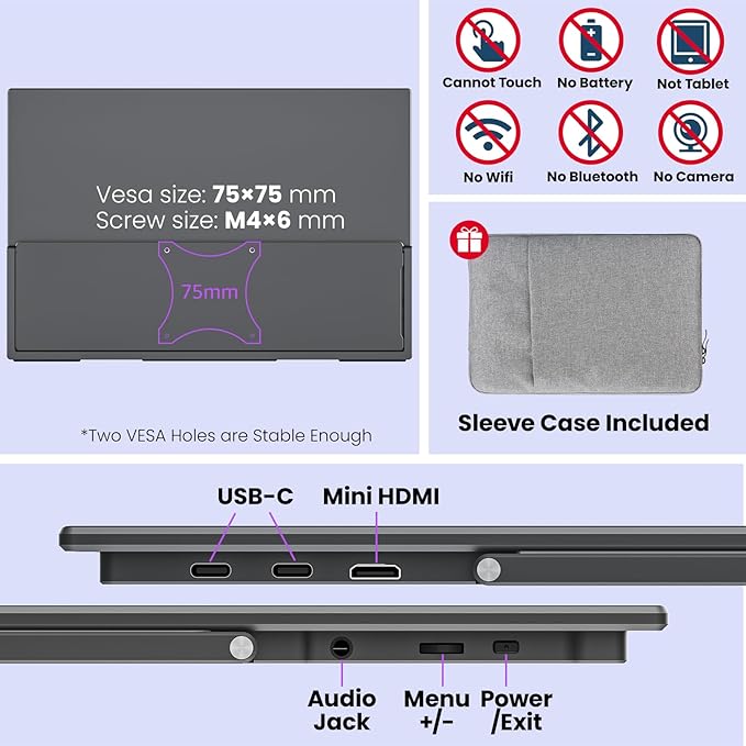 Portable Gaming Monitor 16 Inch QHD 2.5K 2560X1600 16:10 100 Hz 100% sRGB 10 - Image 6