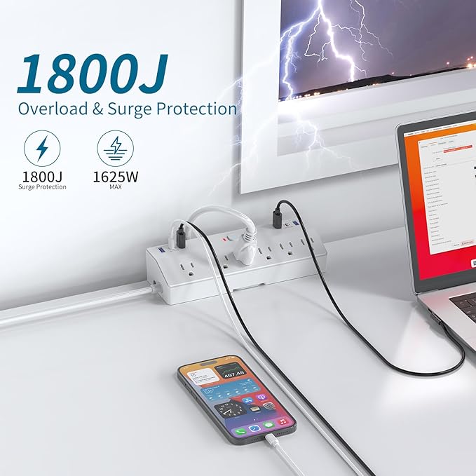 40W Fast Charging Station, Desk Clamp Power Strip, JXGUCAT Removable Desk Clamp - Image 4