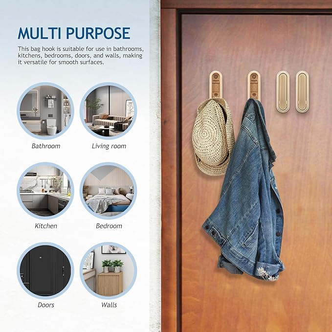 4PCS Gold Foldable Wall Hooks, Metal Folding Hooks Wall Mount, Easy Installation - Image 2
