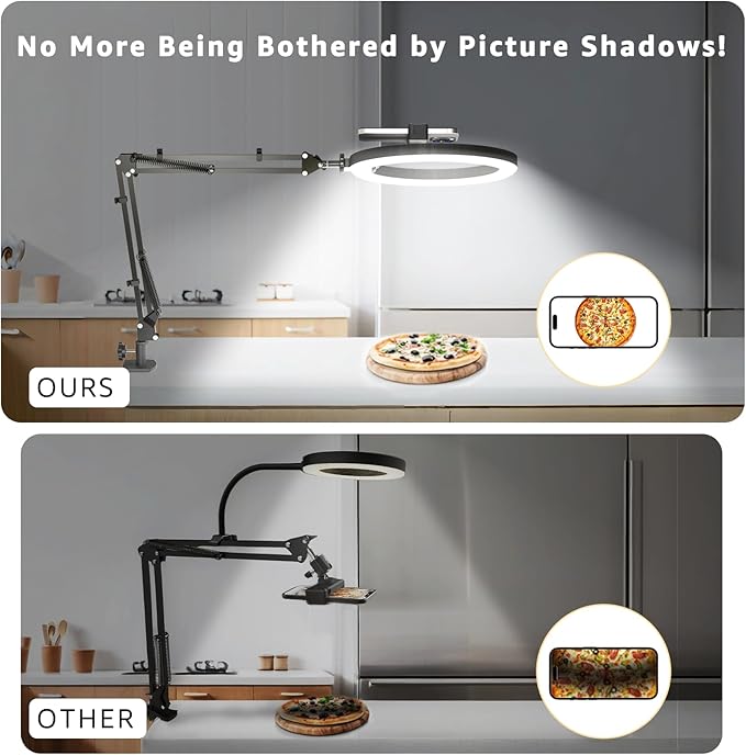 10" LED Ring Light with Overhead Phone Stand, CRI≥95 1200lm Dimmable Lighting - Image 6