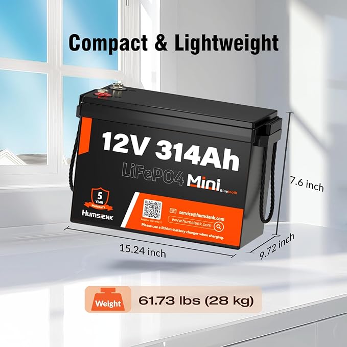 4 PCS Bluetooth 12V 314Ah LiFePO4 Lithium Battery MINI, Max. 4190Wh Energy - Image 8