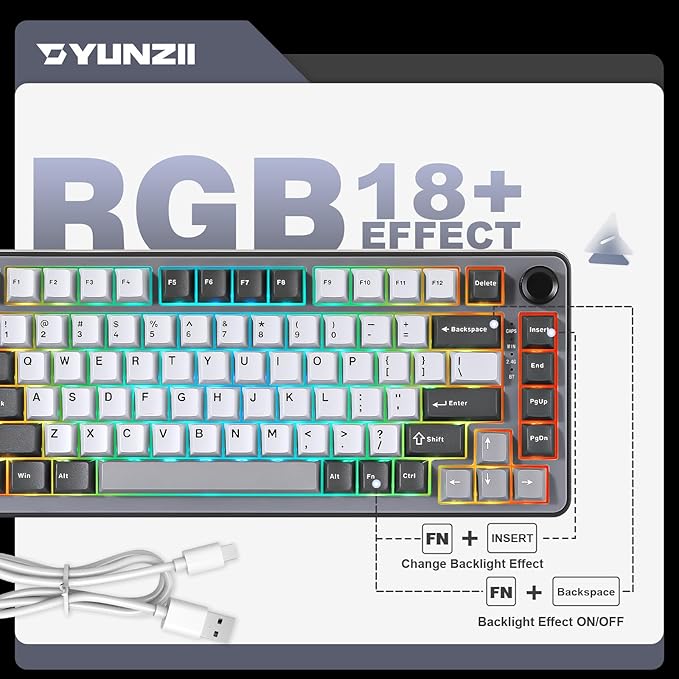 YUNZII B75 PRO Wireless Mechanical Keyboard, 75% Layout - Image 7