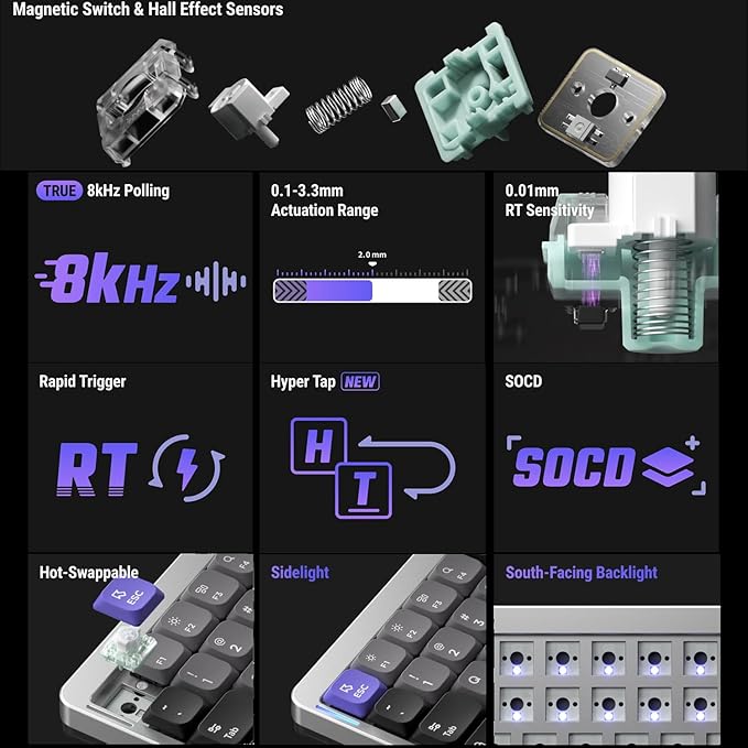 nuphy Air75 HE Rapid Trigger Wired Custom Magnetic Gaming Keyboard, RGB HotSwap - Image 3