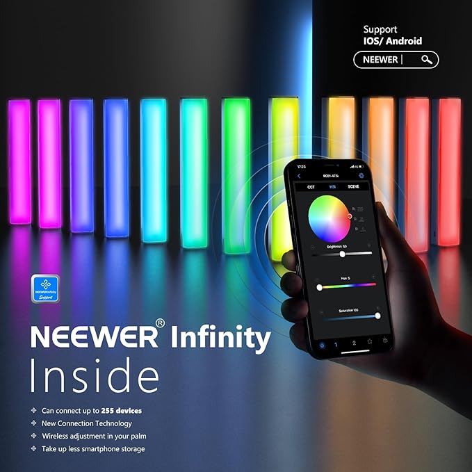 NEEWER RGB LED Video Light Stick, Touch Bar & APP Control, Magnetic Handheld - Image 3