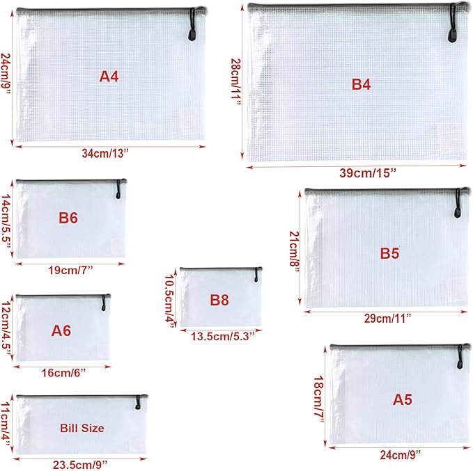 Oaimyy-A3, Mesh Zipper Pouch Document Folders Bag & Plastic Zip File Folders - Image 3