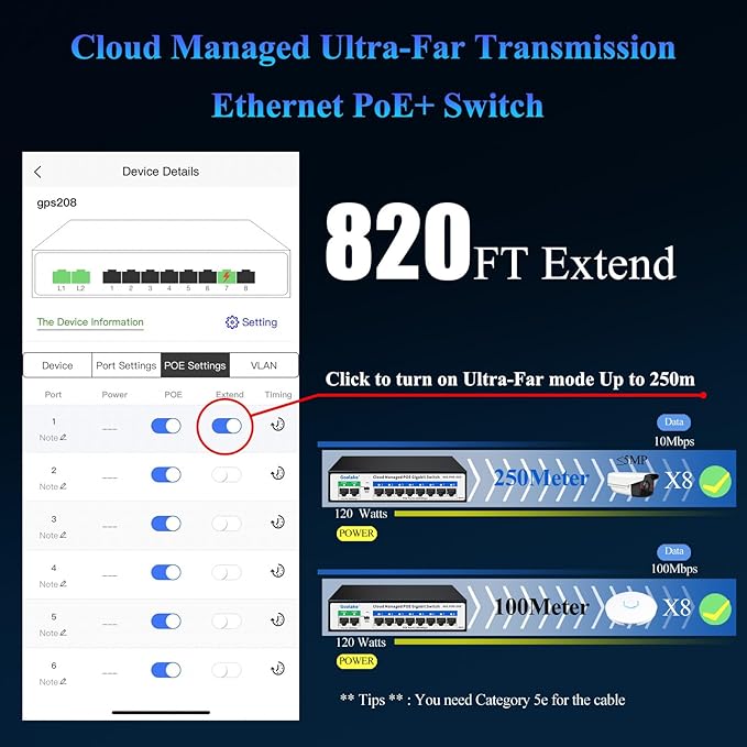 Poe Switch, 10 Ports Gigabit PoE Switch, Cloud Managed Gigabit Ethernet Switch - Image 4