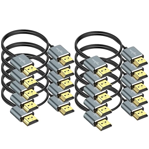 Twozoh Slim 4K HDMI Cable 6.6FT 10 Pack, Ultra Thin & Flexible Skinny HDMI to by Twozoh