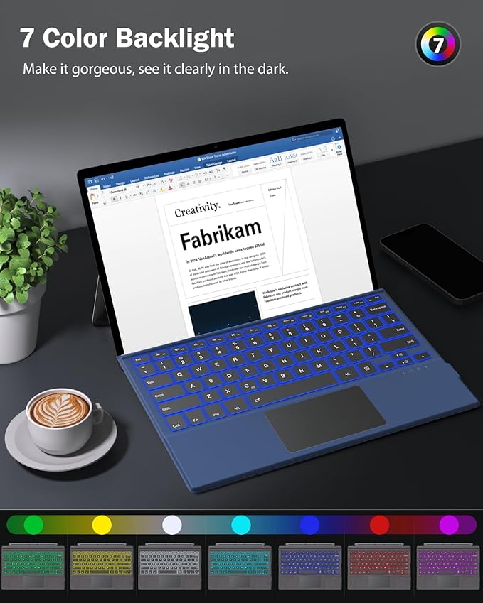MoKo Type Cover Fit Microsoft Surface Pro 7 Plus/Pro 7/ Pro 6/ Pro 5/Pro 4/3 - Image 3