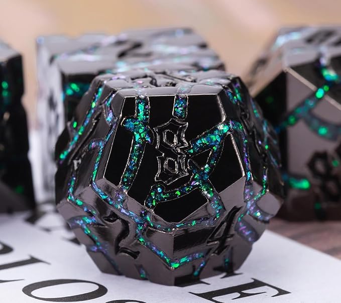 DND Crack Stripe Dice, Metallic Glitter Dice Set - Image 3