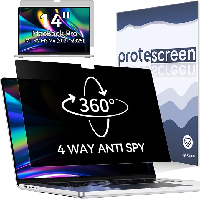 360° Privacy Screen for MacBook Pro 14 Inch, 4 Way Privacy Anti Glare Blue by Protescreen