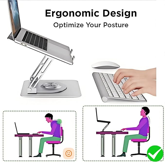 Laptop Pad 360 Rotating Laptop Stand 2 Adjustable Angle and 0-13 inches Tall - Image 3
