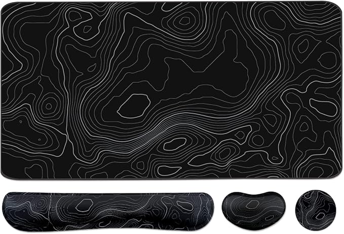 Topographic Large Mouse Pad and Keyboard Wrist Rest, Desk Pad by Youarenoble