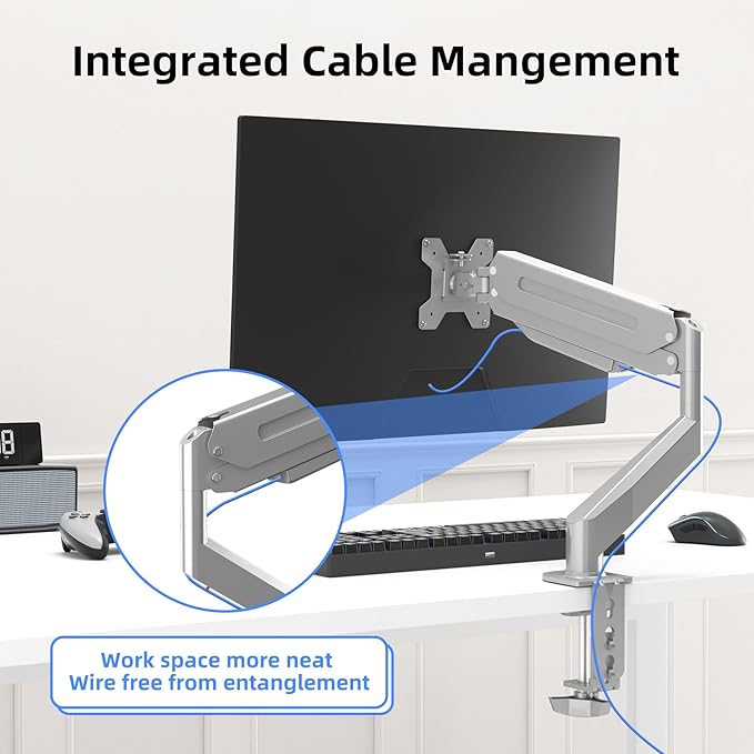 Suptek Single Monitor Mount Adjustable Gas Spring Monitor Arm Desk Mount Stand - Image 5
