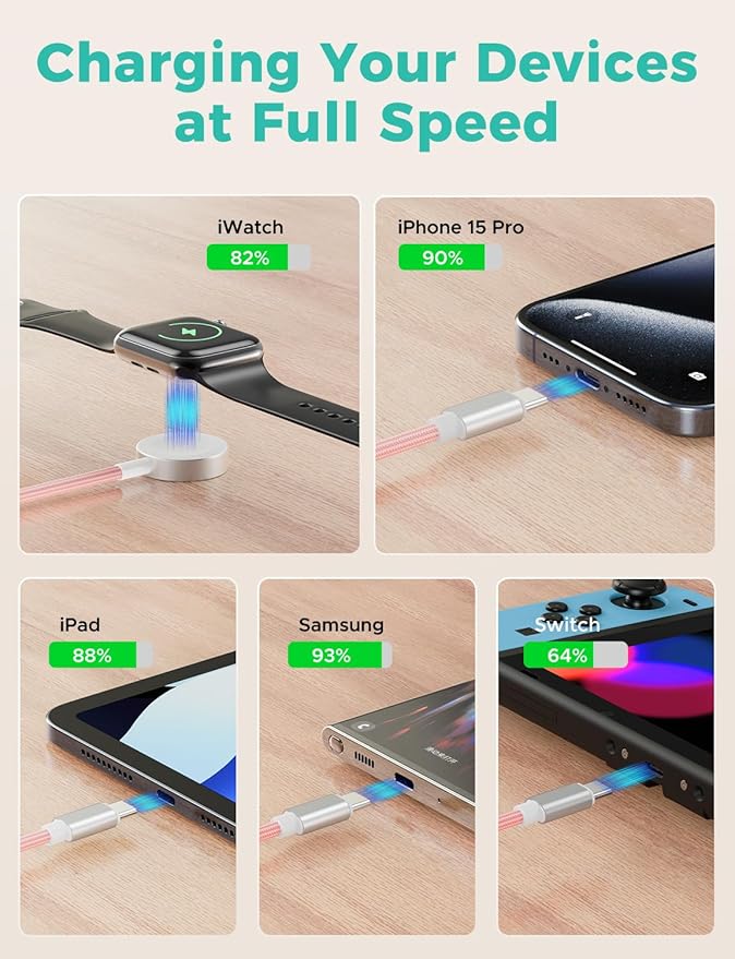 2Pack Pink-Travel Essentials 3 in 2 USB C Cable - Image 5