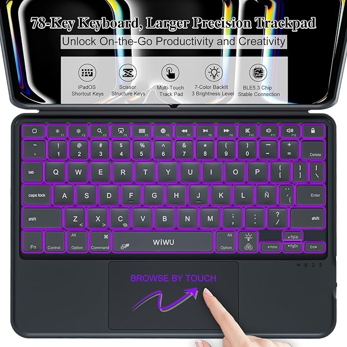iPad Pro 13 inch Case with Keyboard, Flex Magnetic Detachable Backlit Keyboard - Image 5