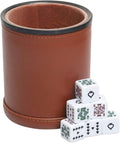 Leatherette Dice Cup with Poker Dice, Felt Lining Quiet Shaker by TOPTAN
