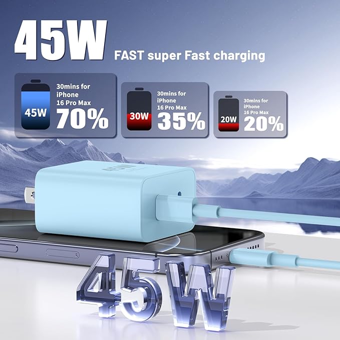 Super Fast Samsung Charger Type C, 45W Dual Port USB C Fast Charger Block & - Image 2