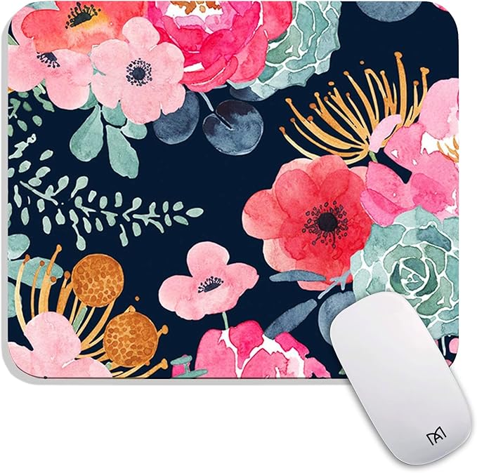 Square Mouse Pad Pink Flower, Personalized Premium-Textured Custom Mouse Mat by Armanza