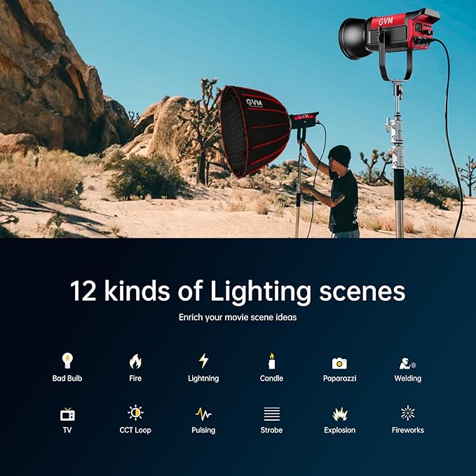 GVM Great Video Maker 200W Video Light Kit, LED Video Light Studio, 45400lux/1m - Image 6