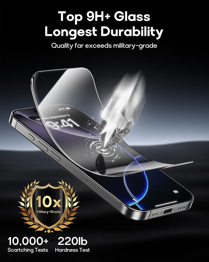 3 Pack for iPhone 16 Plus Tempered Glass Screen Protector:9H+ Durable, Auto - Image 6