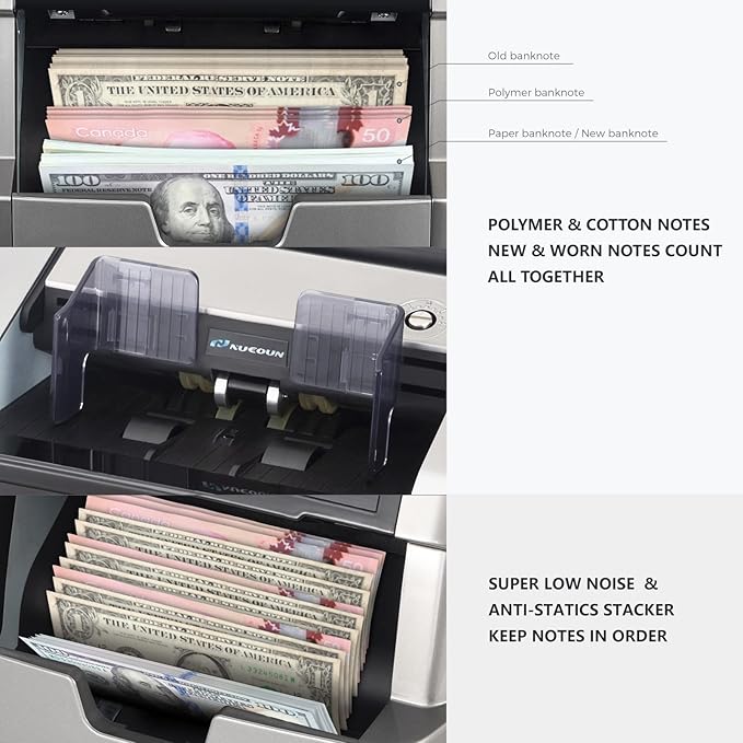 NUCOUN VC-7S Silver Bank Grade Money Counter Machine Mixed Denomination Value - Image 8