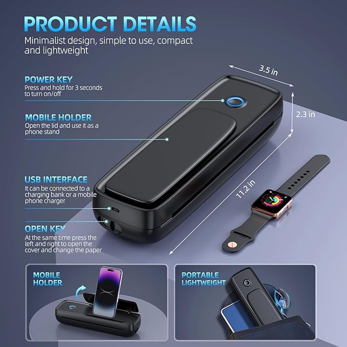 Portable Printer Wireless for Travel，Bluetooth Thermal Printer Support 8.5" X - Image 2