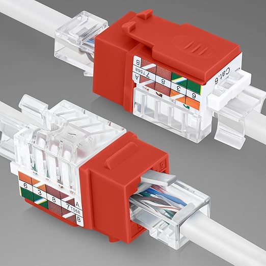 Everest 45° Angled RJ45 Cat6 Keystone Jacks 50-Pack in Orange - Image 8