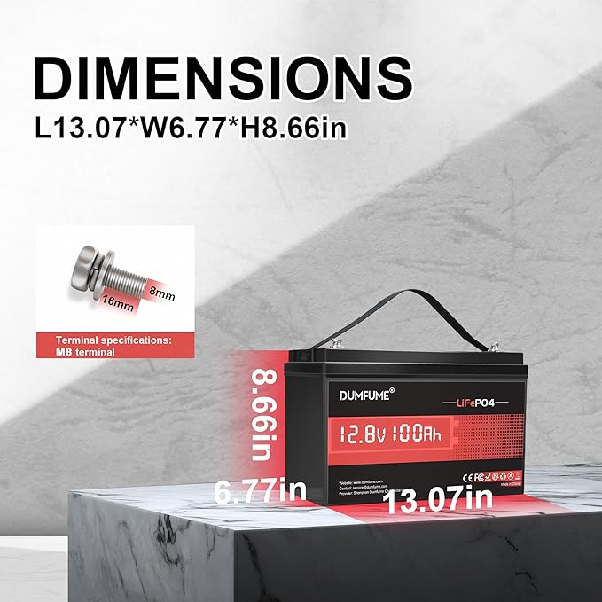 2 Packs 12V 100Ah LiFePO4 Lithium Battery, Built in 100A BMS, 1280W Power Output - Image 4