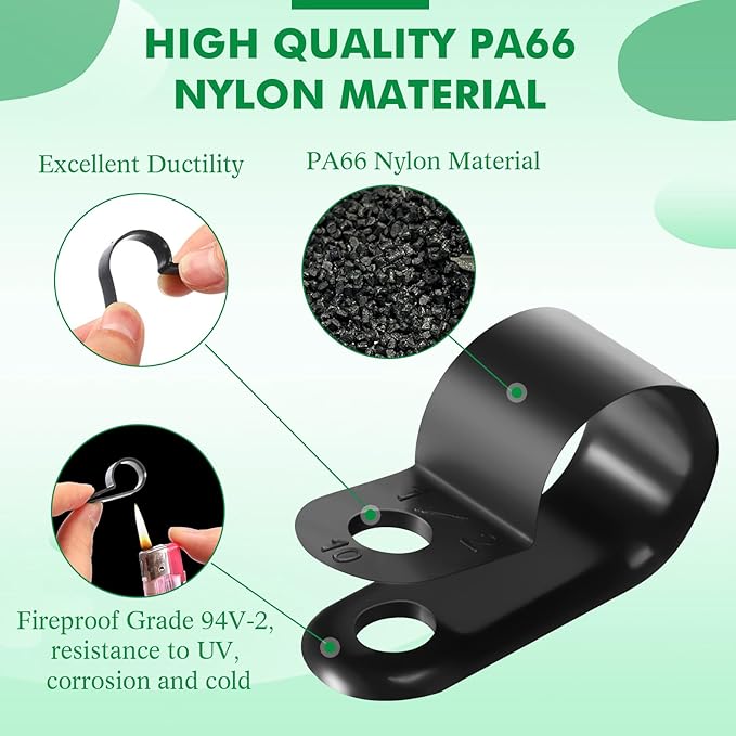 Hicarer 50 Pack R-Type Cable Clip Wire Clamp, Nylon Screw Mounting Cord - Image 4