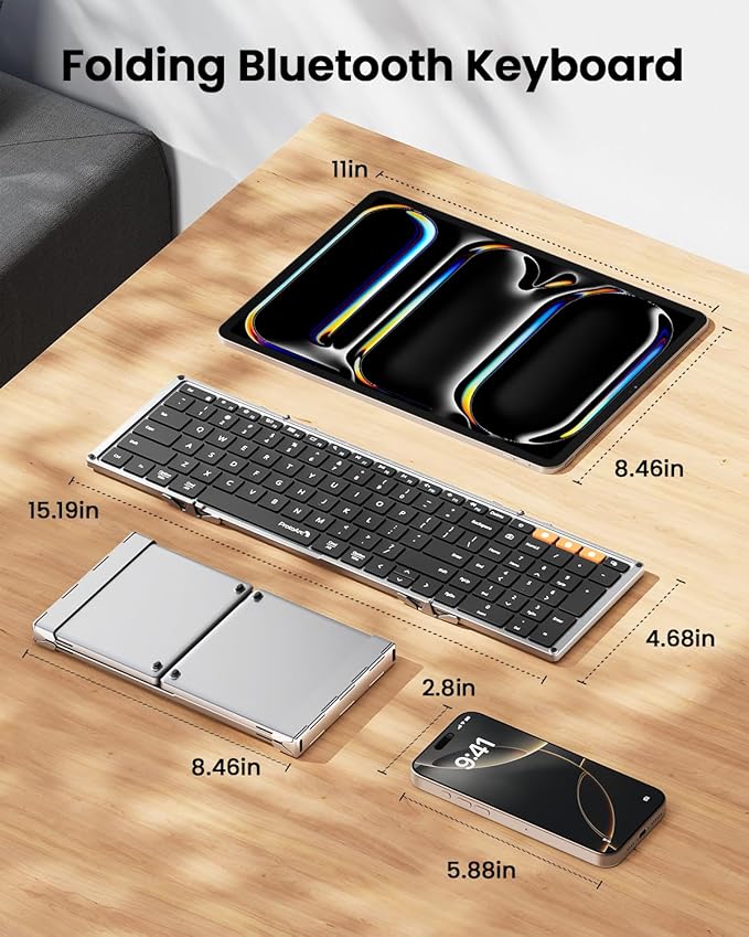 ProtoArc Foldable Bluetooth Keyboard, XK01 Folding Wireless Portable Keyboard - Image 4