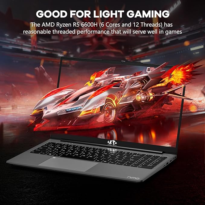 NIMO 15.6" IPS FHD-Gaming-Laptop, AMD Ryzen 5 6600H 6-Cores 660M GPU 32GB DDR5 - Image 3