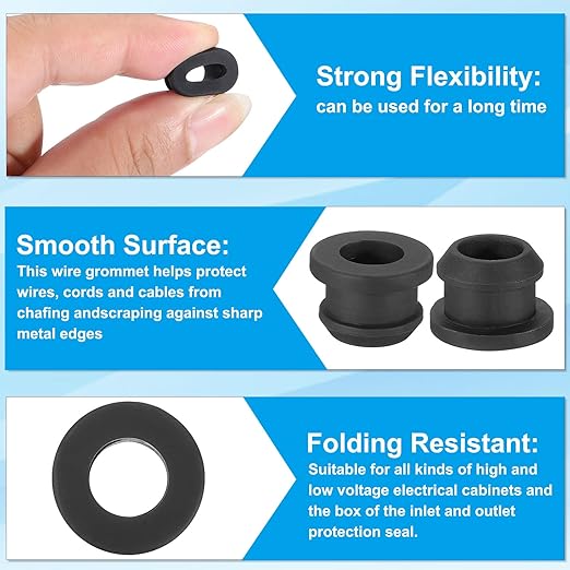 PATIKIL 11.5mm / 7/16 Inch Drill Hole, 5/16 Inch ID Rubber Grommets - Image 3