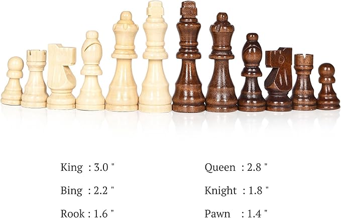 15" Wooden Chess Set with Magnetic Pieces - Image 8