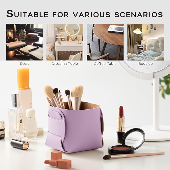 HOMIEAZICOZI 2-Pack Cork Leather Desk Accessories Storage - Image 5