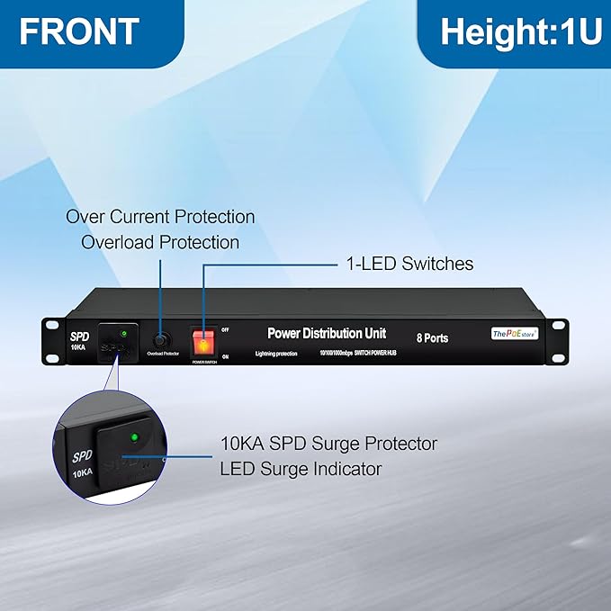 1U PDU Rackmount Power Strip - Image 2