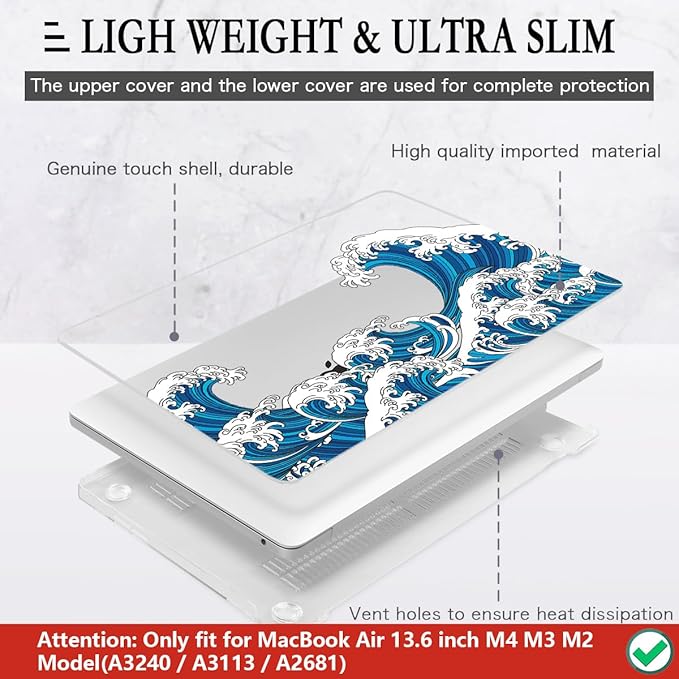 CISSOOK Wave Case for MacBook Air 13.6 inch 2025 2024 2023 2022 Release - Image 4