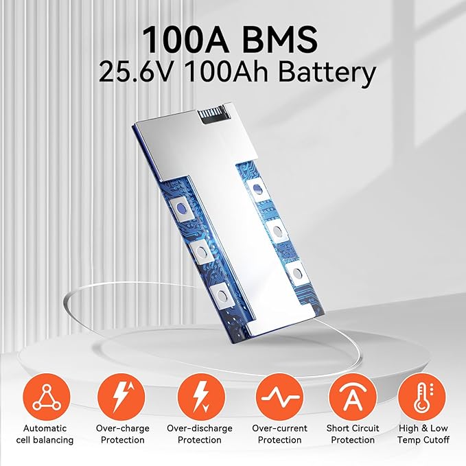 24V Lithium Battery 100Ah LiFePO4 Batterys 2 PCS, Built-in 100A BMS - Image 3