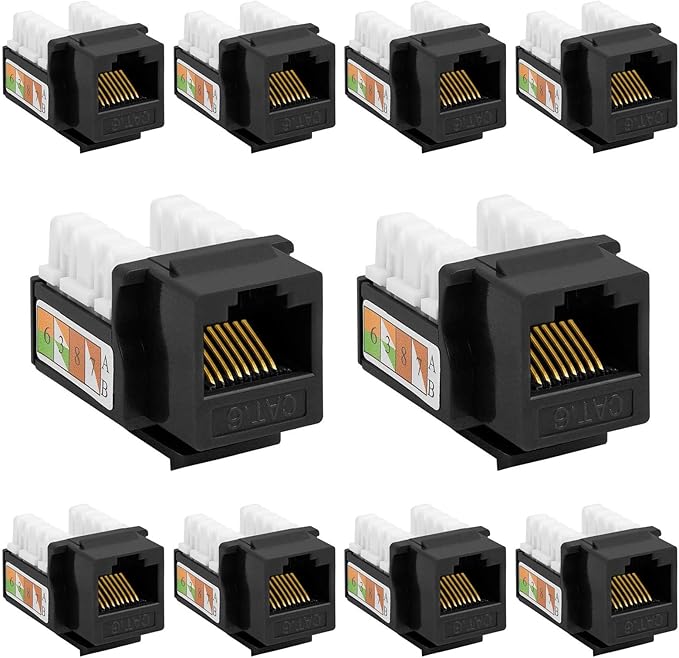 Cmple - 10 Pack Cat6 Keystone Jack Insert Punch Down RJ45 Connectors RJ45 90 by Cmple