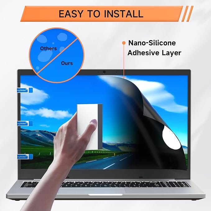 Nano Laptop Privacy Screen 14 Inch 16:9, No Glue Computer Monitor Privacy Shield - Image 7