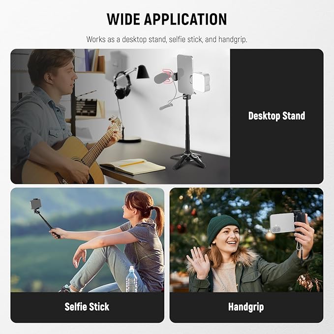 NEEWER Selfie Stick Tripod for iPhone, Lightweight Foldable Mini Travel 360° - Image 3