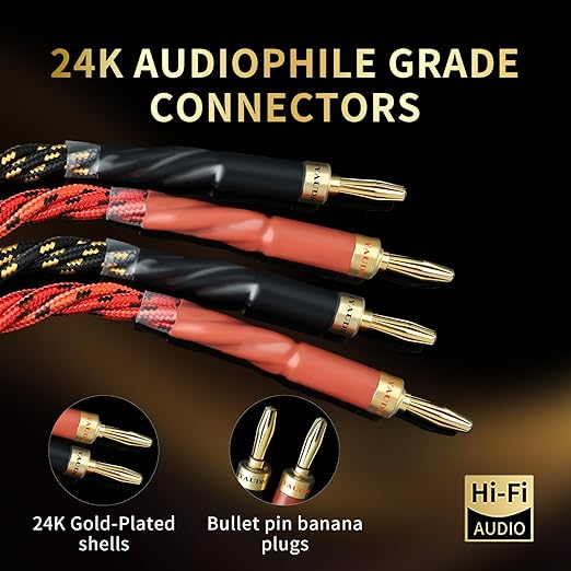 9 AWG Audiophile HiFi Speaker Audio Cable–4N OFC Core, 24K Gold-Plated Banana - Image 5
