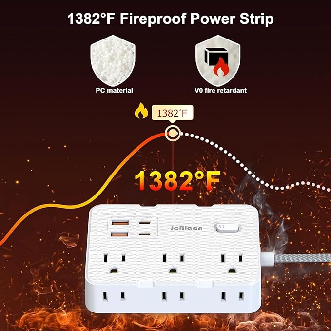 Surge Protector Power Strip, 15 Ft Cord Ultra Thin Flat Extension Cord - Image 9