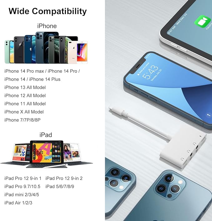 4 in 1 Headphone Splitter, iPhone Headphone Adapter + Dual 3.5mm Headphone Jack - Image 7