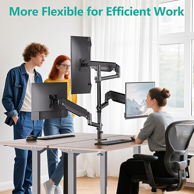 WALI Triple Monitor Mount for 17-32 Inch Screens, Full Adjustable 3 Monitors - Image 4