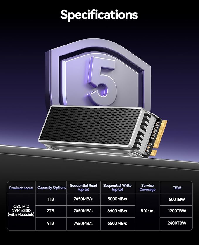 ORICO OSC 1TB M.2 NVMe SSD for Desktop PC, PCIe 4.0 Internal SSD - Image 8